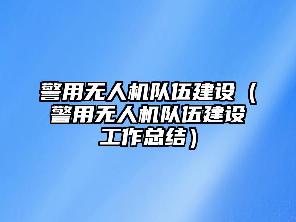 警用無人機隊伍建設（警用無人機隊伍建設工作總結）