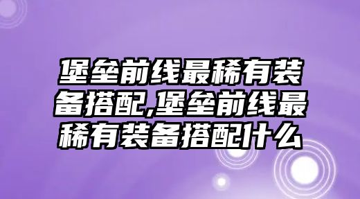 堡壘前線最稀有裝備搭配,堡壘前線最稀有裝備搭配什么