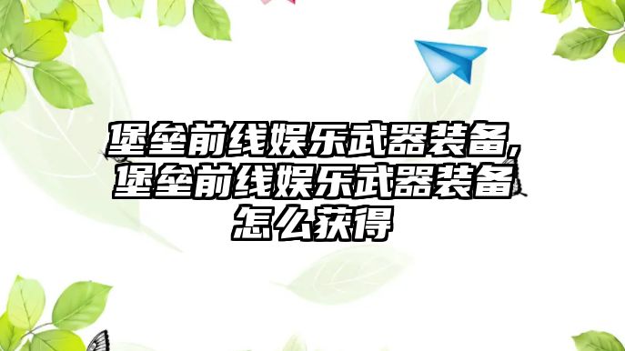 堡壘前線娛樂武器裝備,堡壘前線娛樂武器裝備怎么獲得