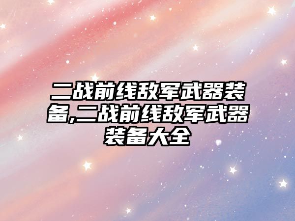 二戰前線敵軍武器裝備,二戰前線敵軍武器裝備大全