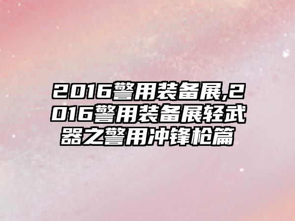 2016警用裝備展,2016警用裝備展輕武器之警用沖鋒槍篇