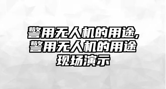 警用無人機的用途,警用無人機的用途現場演示