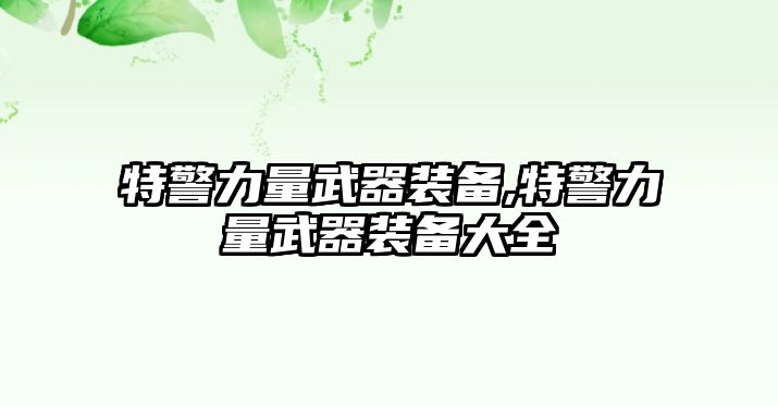 特警力量武器裝備,特警力量武器裝備大全