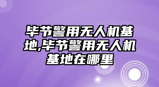 畢節警用無人機基地,畢節警用無人機基地在哪里