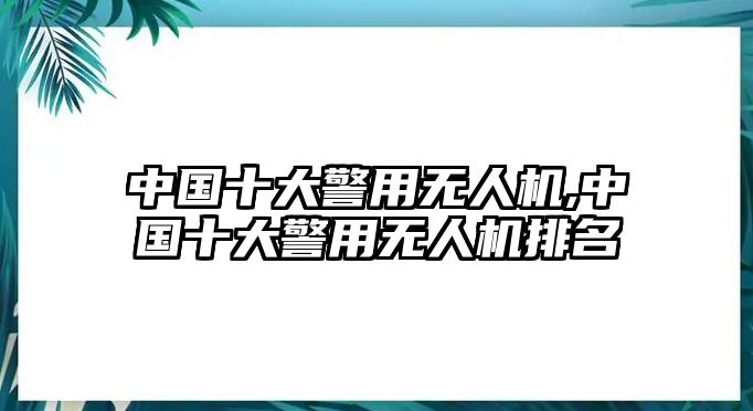 中國(guó)十大警用無人機(jī),中國(guó)十大警用無人機(jī)排名