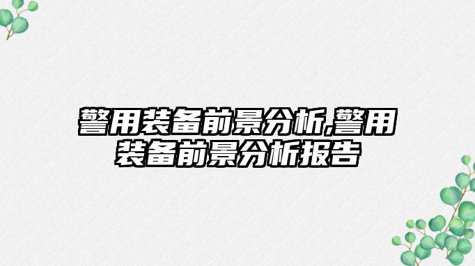 警用裝備前景分析,警用裝備前景分析報告