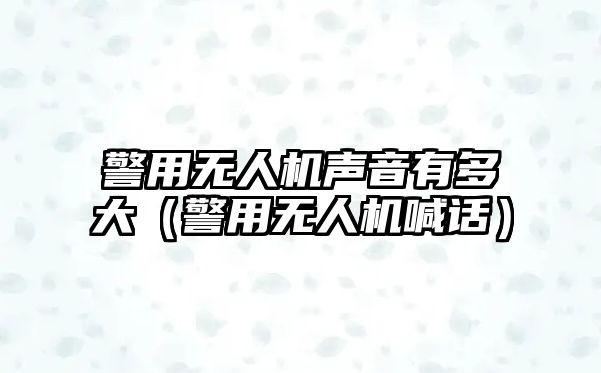 警用無人機聲音有多大（警用無人機喊話）