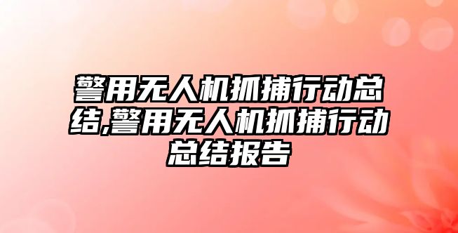 警用無人機抓捕行動總結,警用無人機抓捕行動總結報告