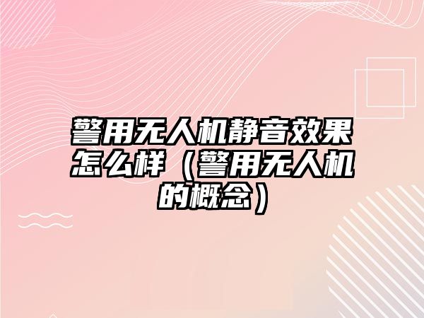 警用無人機靜音效果怎么樣（警用無人機的概念）