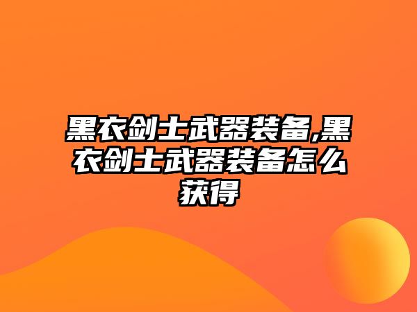 黑衣劍士武器裝備,黑衣劍士武器裝備怎么獲得