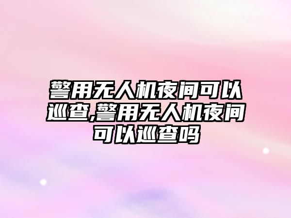 警用無人機夜間可以巡查,警用無人機夜間可以巡查嗎