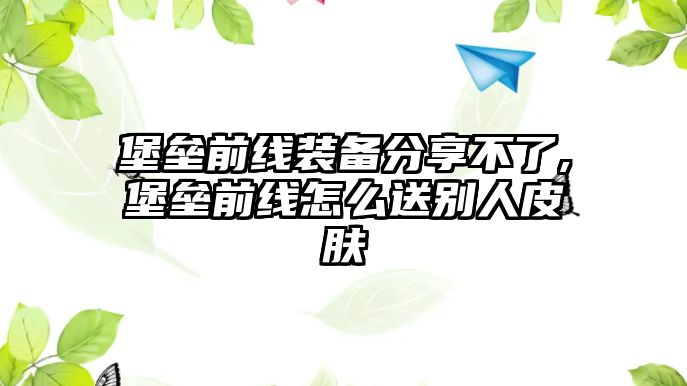 堡壘前線裝備分享不了,堡壘前線怎么送別人皮膚