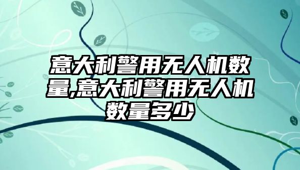 意大利警用無人機數量,意大利警用無人機數量多少