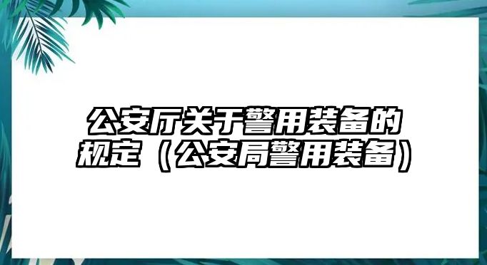 公安廳關(guān)于警用裝備的規(guī)定（公安局警用裝備）