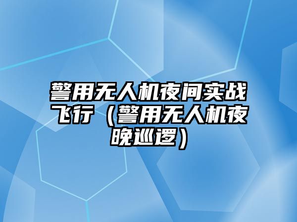 警用無人機夜間實戰飛行（警用無人機夜晚巡邏）