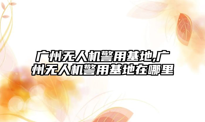 廣州無人機警用基地,廣州無人機警用基地在哪里