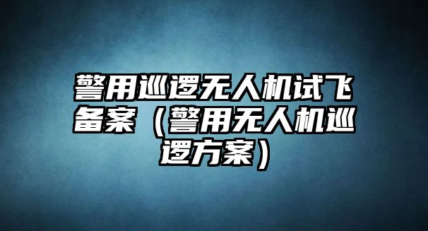 警用巡邏無人機試飛備案（警用無人機巡邏方案）