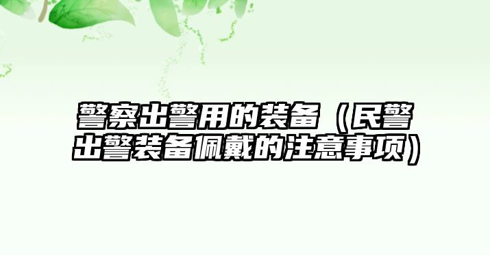 警察出警用的裝備（民警出警裝備佩戴的注意事項）