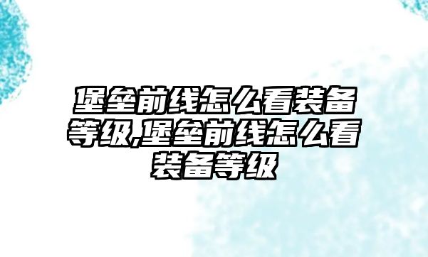 堡壘前線怎么看裝備等級,堡壘前線怎么看裝備等級