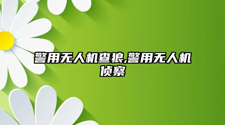 警用無人機查狼,警用無人機偵察