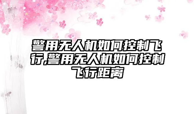 警用無人機如何控制飛行,警用無人機如何控制飛行距離