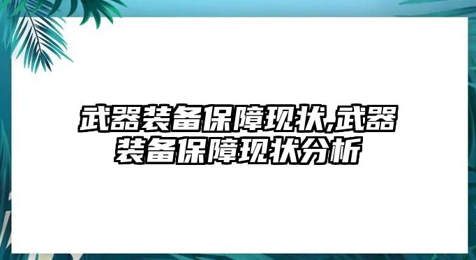 武器裝備保障現狀,武器裝備保障現狀分析