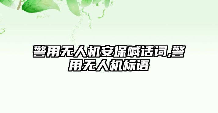 警用無人機安保喊話詞,警用無人機標語