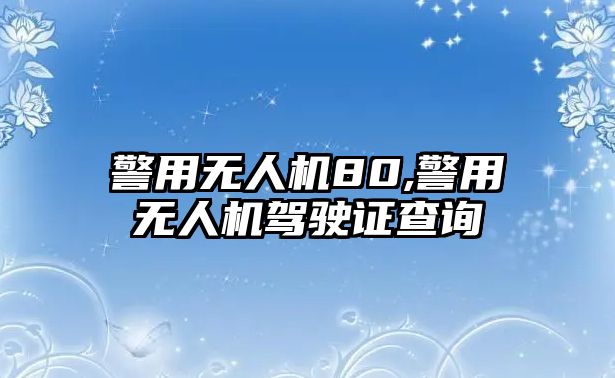 警用無人機80,警用無人機駕駛證查詢