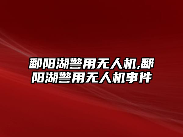 鄱陽湖警用無人機,鄱陽湖警用無人機事件