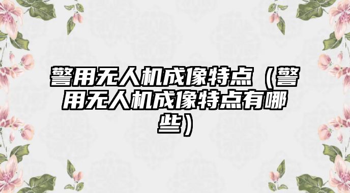 警用無人機成像特點（警用無人機成像特點有哪些）