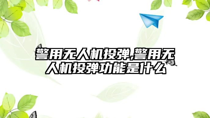 警用無人機投彈,警用無人機投彈功能是什么