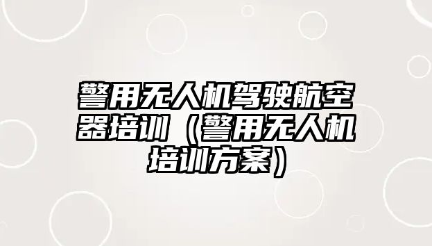 警用無人機駕駛航空器培訓（警用無人機培訓方案）