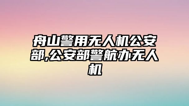 舟山警用無人機公安部,公安部警航辦無人機