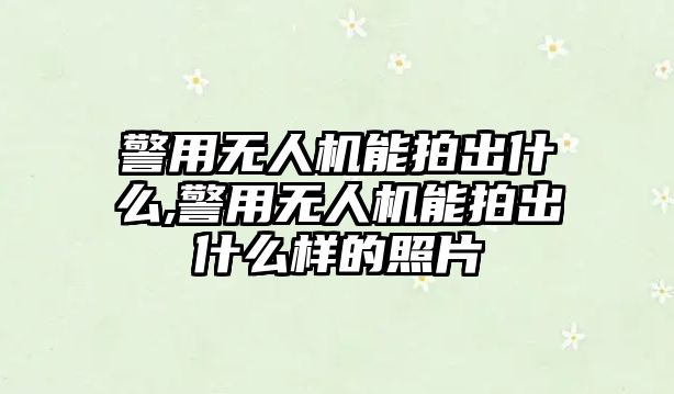 警用無人機能拍出什么,警用無人機能拍出什么樣的照片