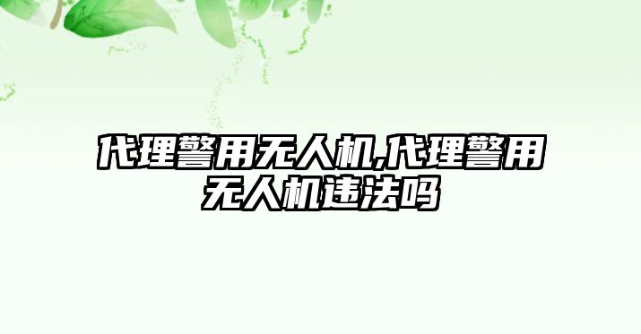 代理警用無人機,代理警用無人機違法嗎