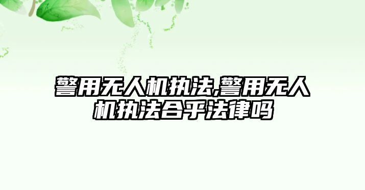 警用無人機執法,警用無人機執法合乎法律嗎