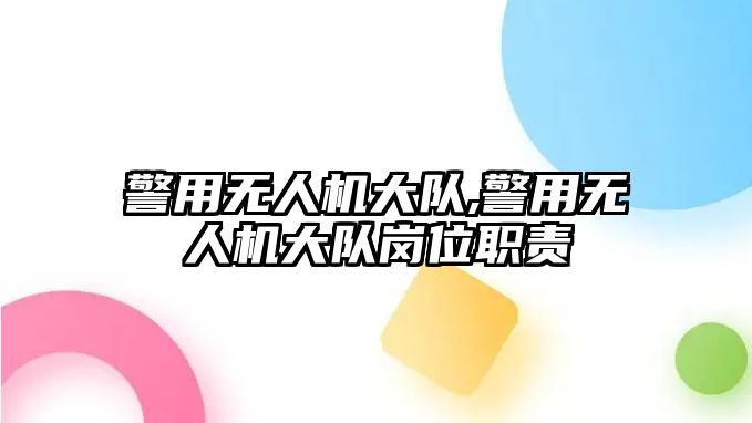 警用無人機大隊,警用無人機大隊崗位職責