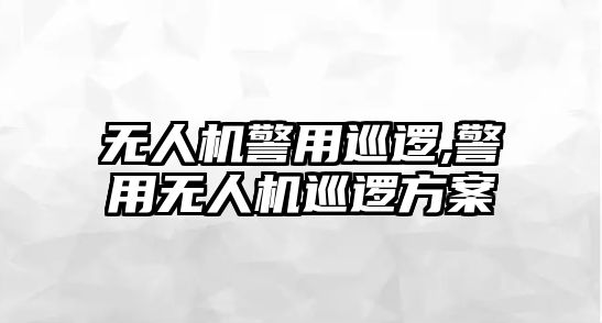 無人機警用巡邏,警用無人機巡邏方案