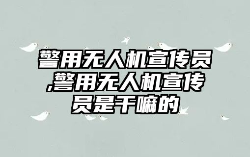 警用無(wú)人機(jī)宣傳員,警用無(wú)人機(jī)宣傳員是干嘛的