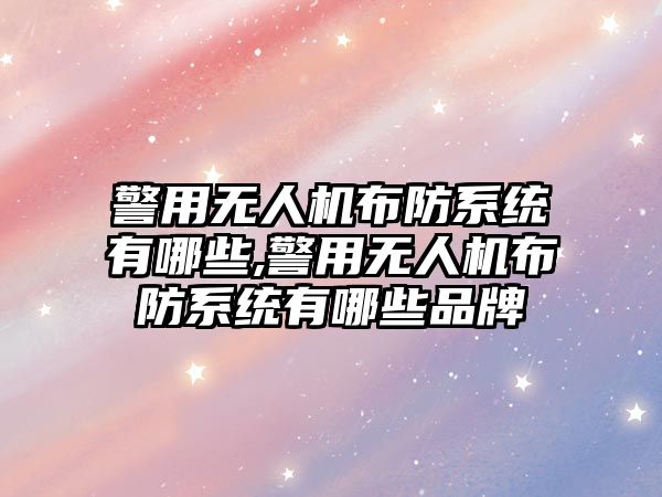 警用無人機布防系統(tǒng)有哪些,警用無人機布防系統(tǒng)有哪些品牌