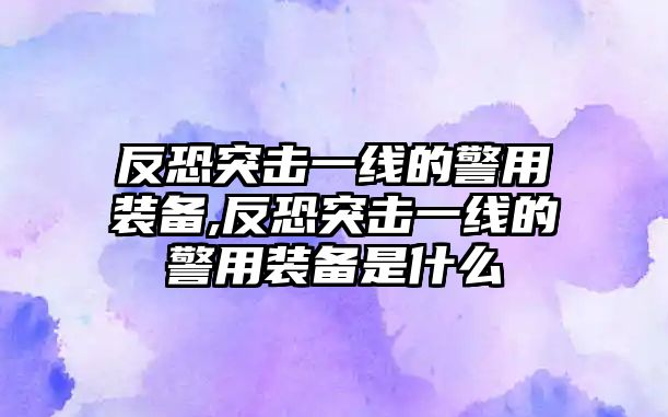 反恐突擊一線的警用裝備,反恐突擊一線的警用裝備是什么