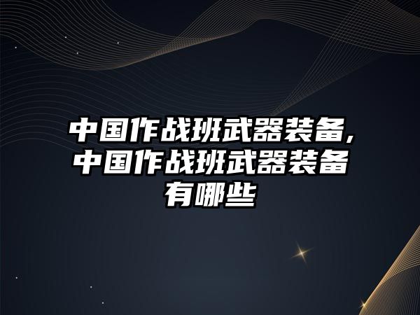 中國作戰班武器裝備,中國作戰班武器裝備有哪些