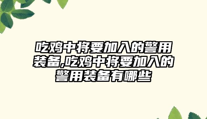 吃雞中將要加入的警用裝備,吃雞中將要加入的警用裝備有哪些