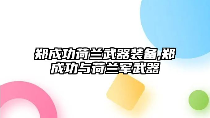 鄭成功荷蘭武器裝備,鄭成功與荷蘭軍武器