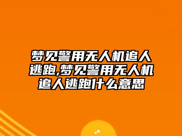 夢見警用無人機追人逃跑,夢見警用無人機追人逃跑什么意思