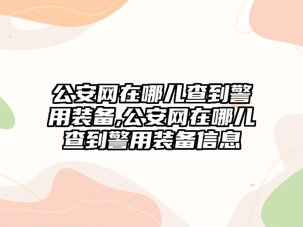 公安網(wǎng)在哪兒查到警用裝備,公安網(wǎng)在哪兒查到警用裝備信息