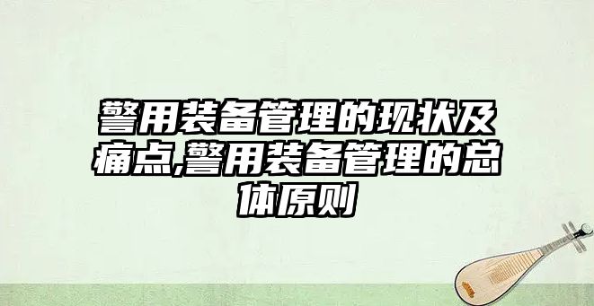 警用裝備管理的現狀及痛點,警用裝備管理的總體原則