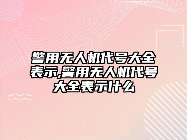 警用無人機代號大全表示,警用無人機代號大全表示什么