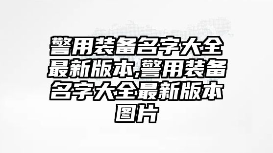 警用裝備名字大全最新版本,警用裝備名字大全最新版本圖片