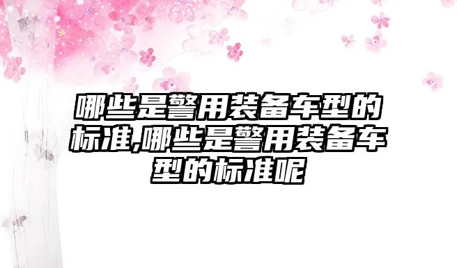 哪些是警用裝備車(chē)型的標(biāo)準(zhǔn),哪些是警用裝備車(chē)型的標(biāo)準(zhǔn)呢